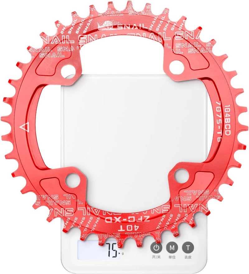 FOMTOR 104 BCD Chainring (30-52T) 7-12 Speed Compatible CNC 7075 Aluminum Narrow Wide Tooth Round Oval Chainrings for MTB/Road Bike Ebike Chainwheel Black/Red - Image 3